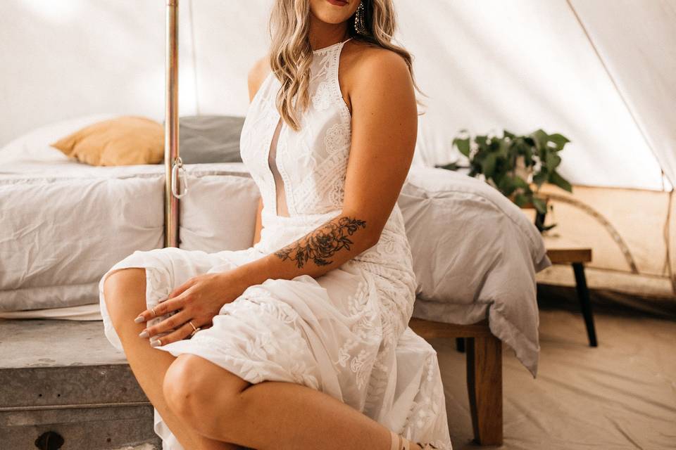 Bride in one of the Tents