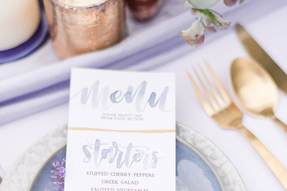 Edgy watercolor menu