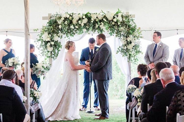 Garden rose and eucalyptus arbor