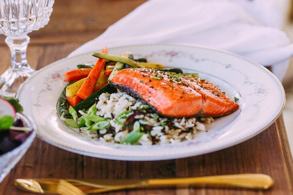 Salmon with wild rice