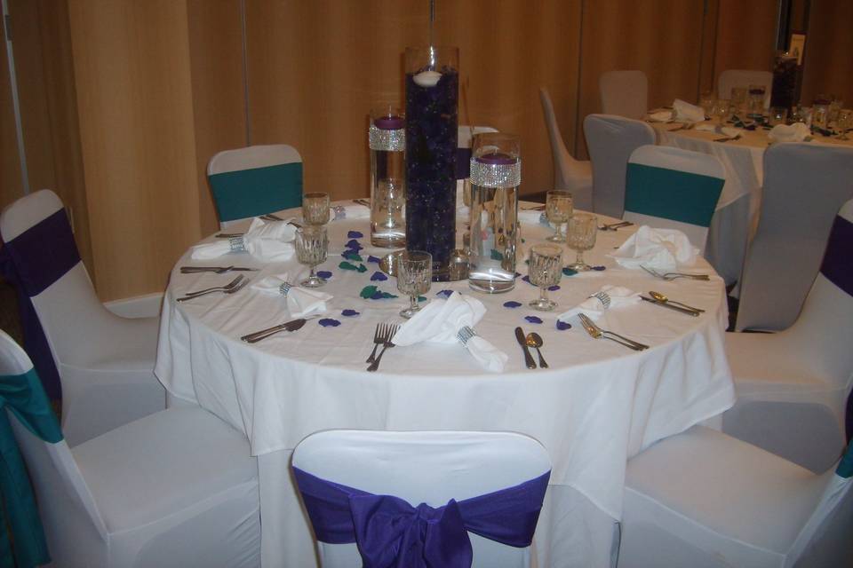 Table setup with centerpiece