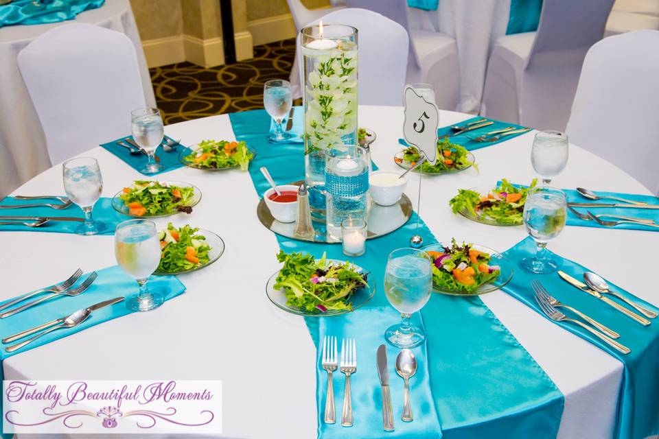 Table setup with centerpiece