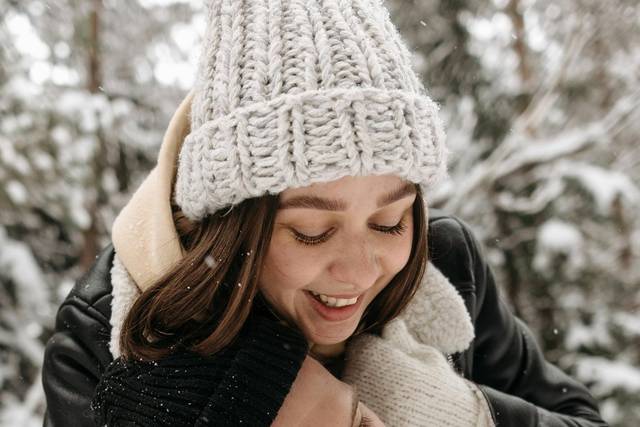 Couple playing in the snow
