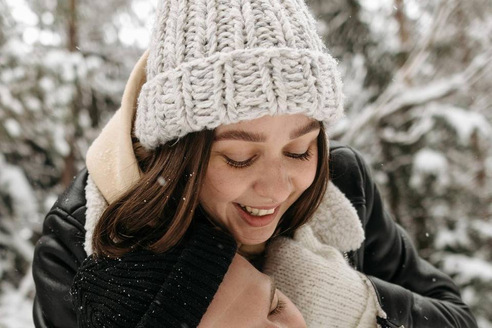 Couple playing in the snow