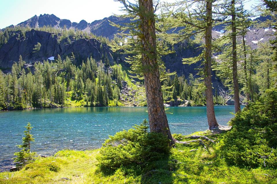 Larch Lake above the cabins