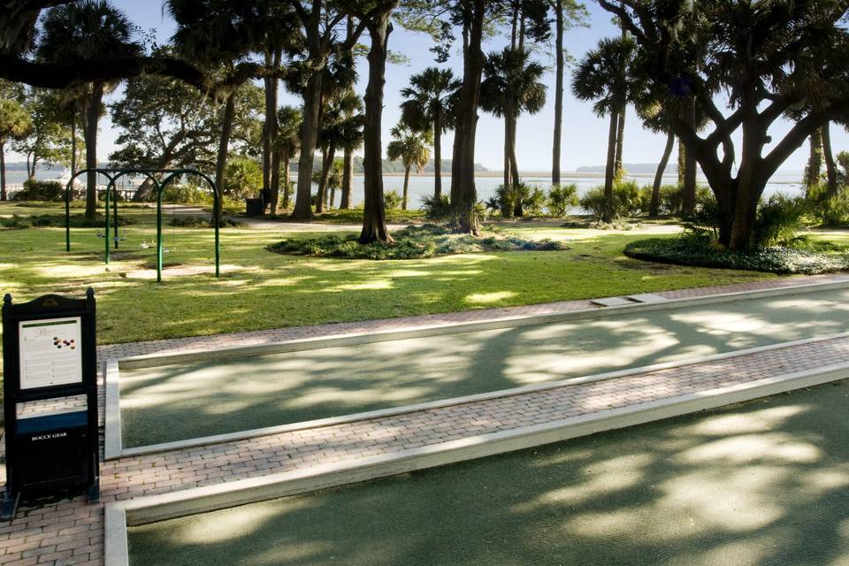 Bocce courts in Wilson Village