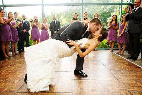 Dipping the bride for a kiss