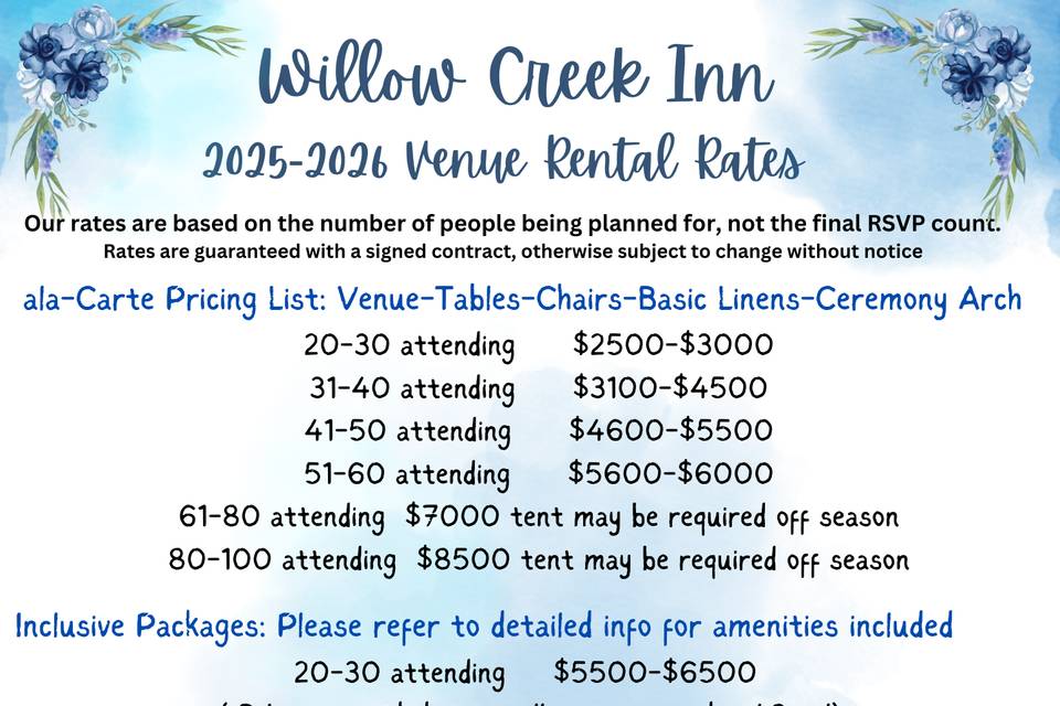 2025-2026 Rates