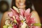 The bride holding her bouquet