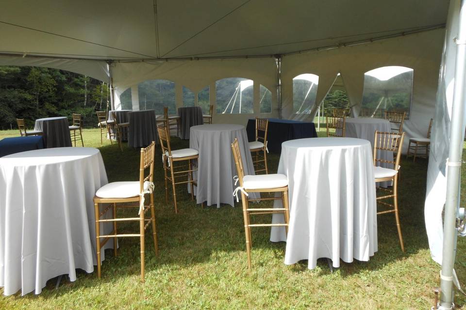Reception tables under tent