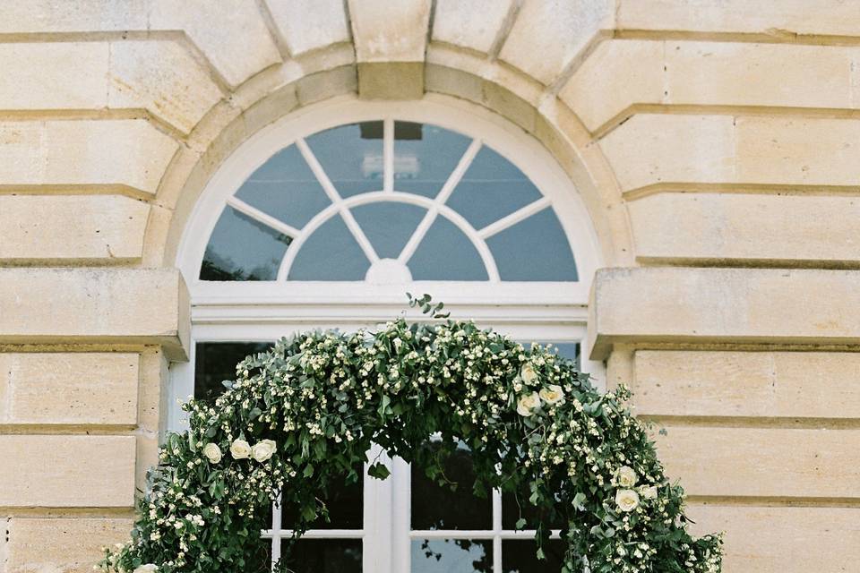 Wedding arch on facade