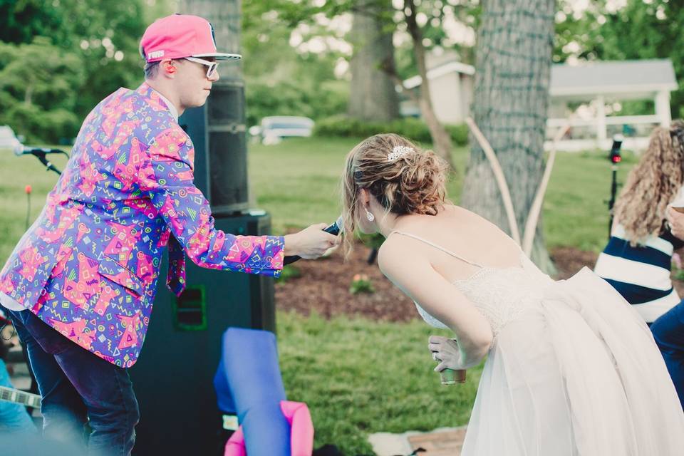 Musician getting the bride involved