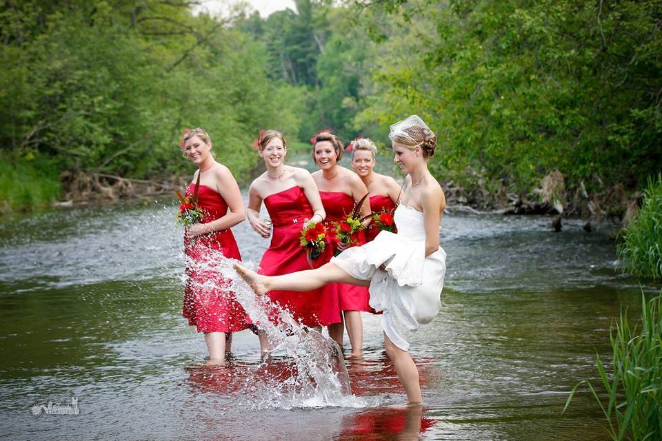 The bride with her bridesmaids