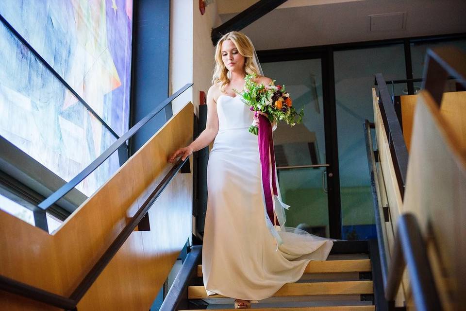 The bride holding her bouquet