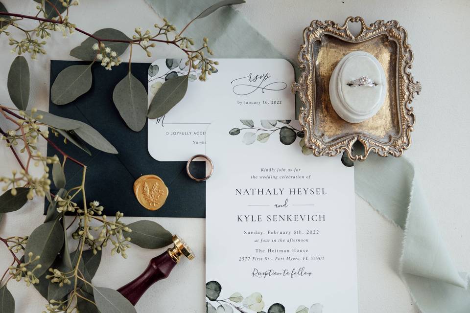 Wedding Invite Flatlay