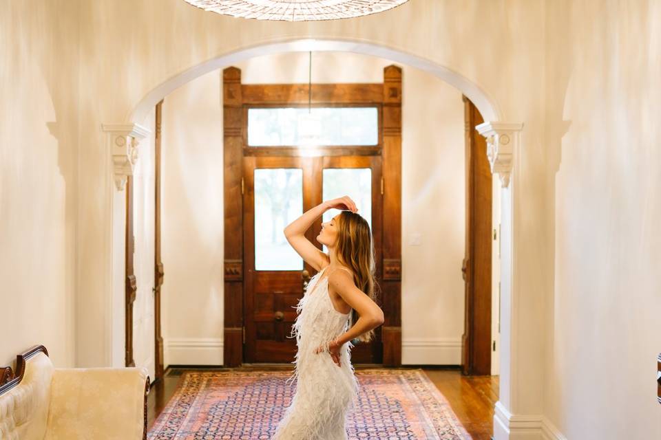 Bride in entry hall pose