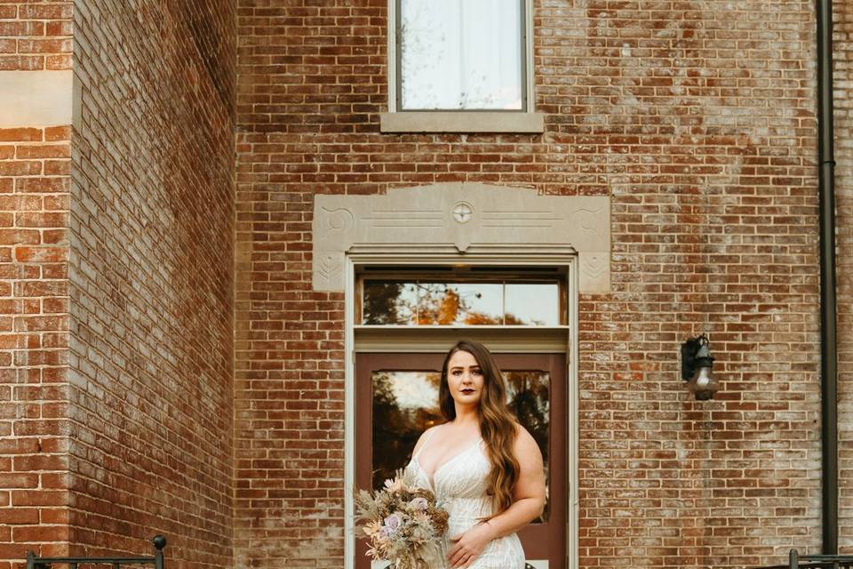 Bride on front porch