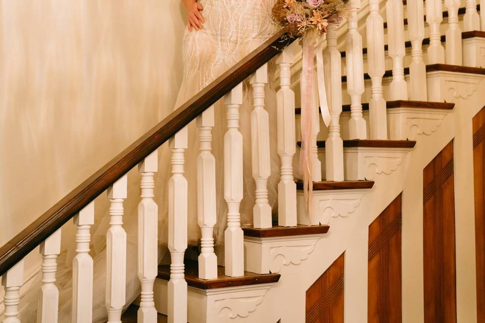 Bride on stairs