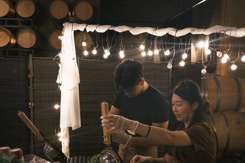 Wedding catering setup