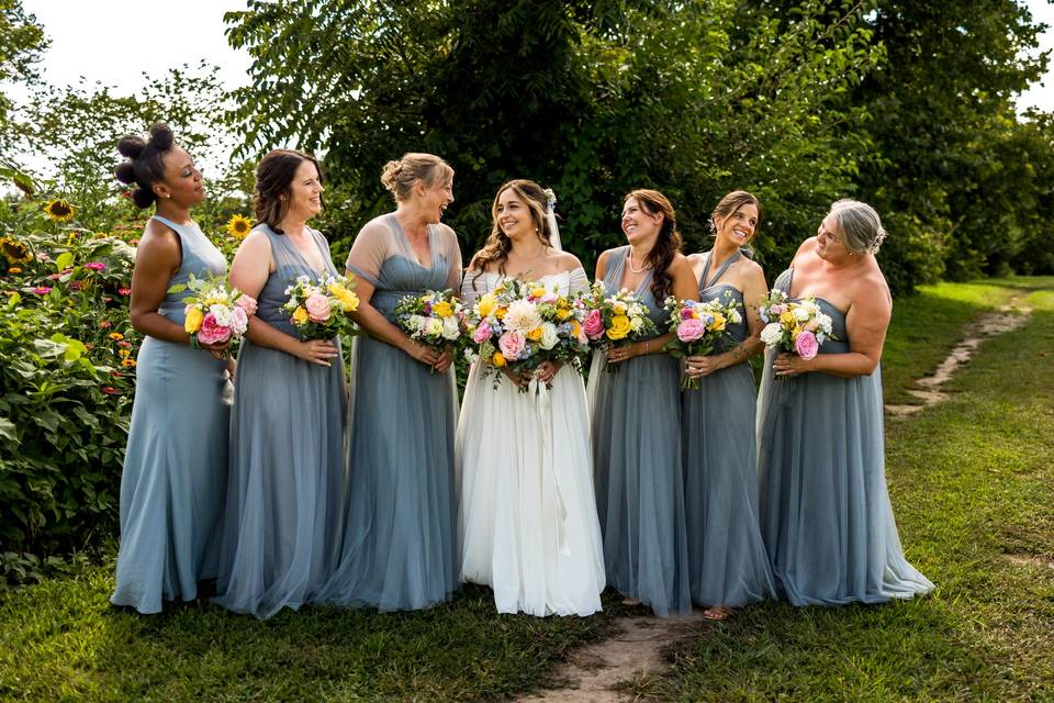 Bridesmaids with bride