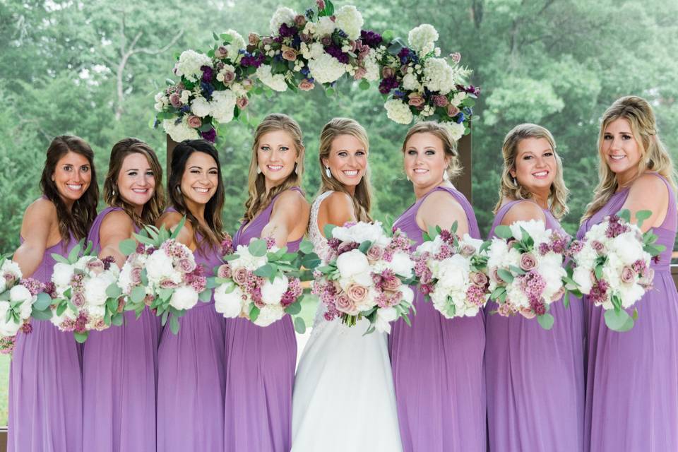 The bride with her bridesmaids