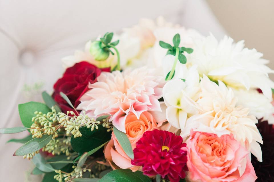 Harvesting peonies