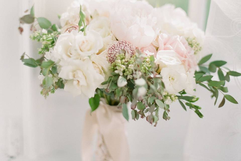 Peonies and greens from gardens