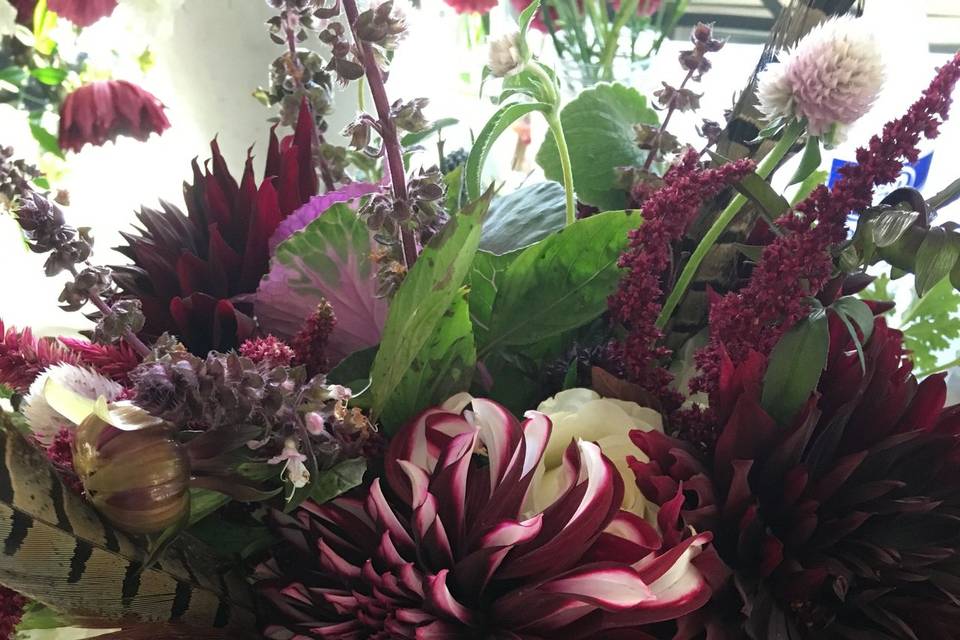 Peonies and greens from gardens