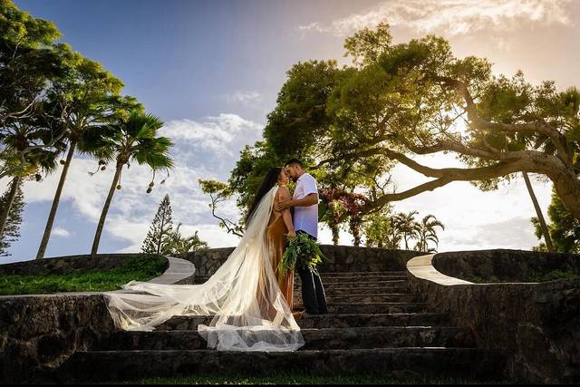 Sunset on the stone staircase