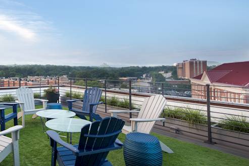 Roof top bar seating area