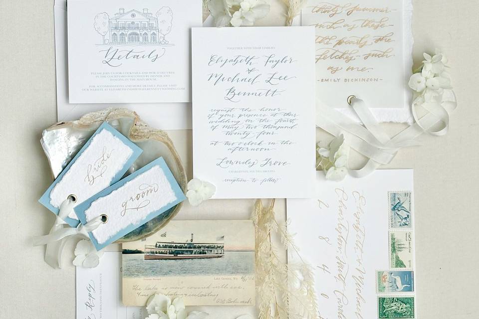 Romantic coastal invitation