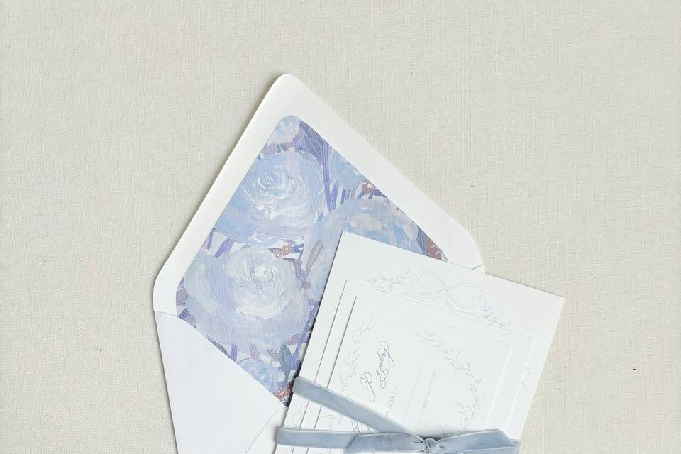 Blue and white invitation