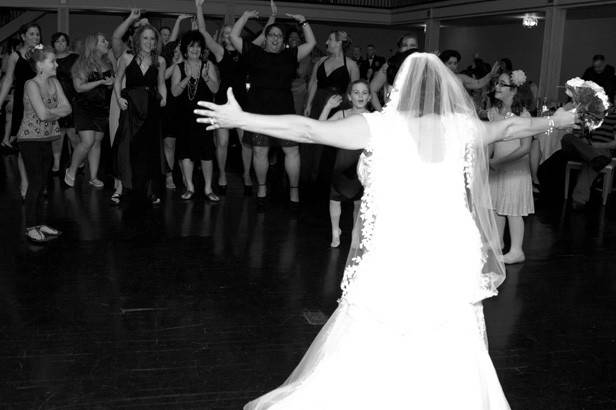 The bride holding a bouquet