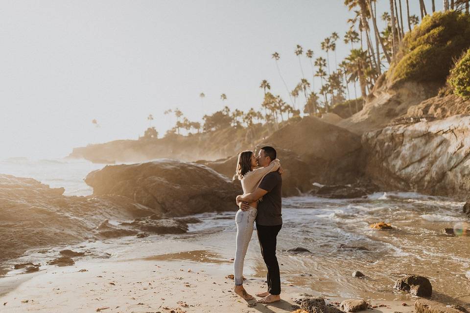 Embracing by the rocks