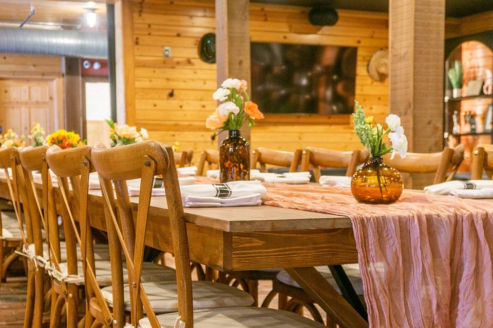 Farm tables and chairs