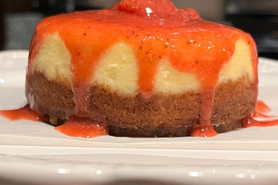 Small strawberry cheesecake