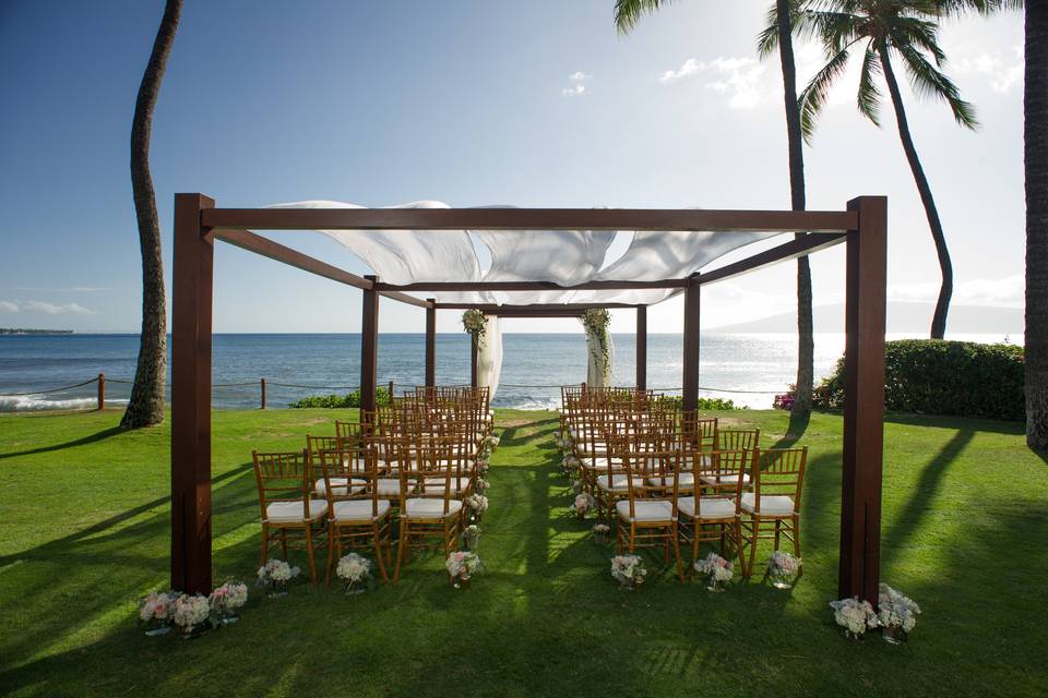 Covered wedding ceremony setup