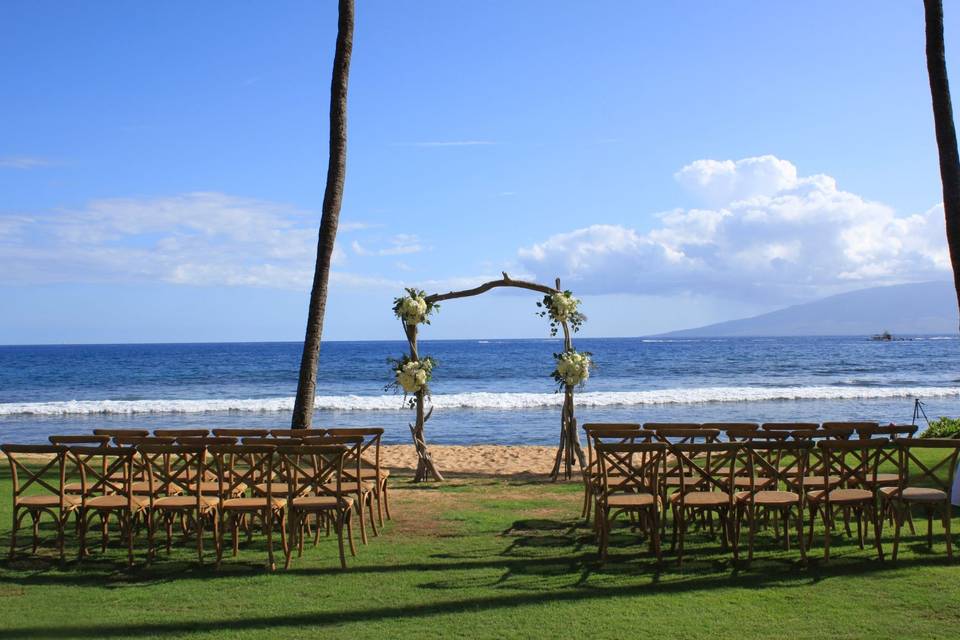 Wedding set-up by the beach