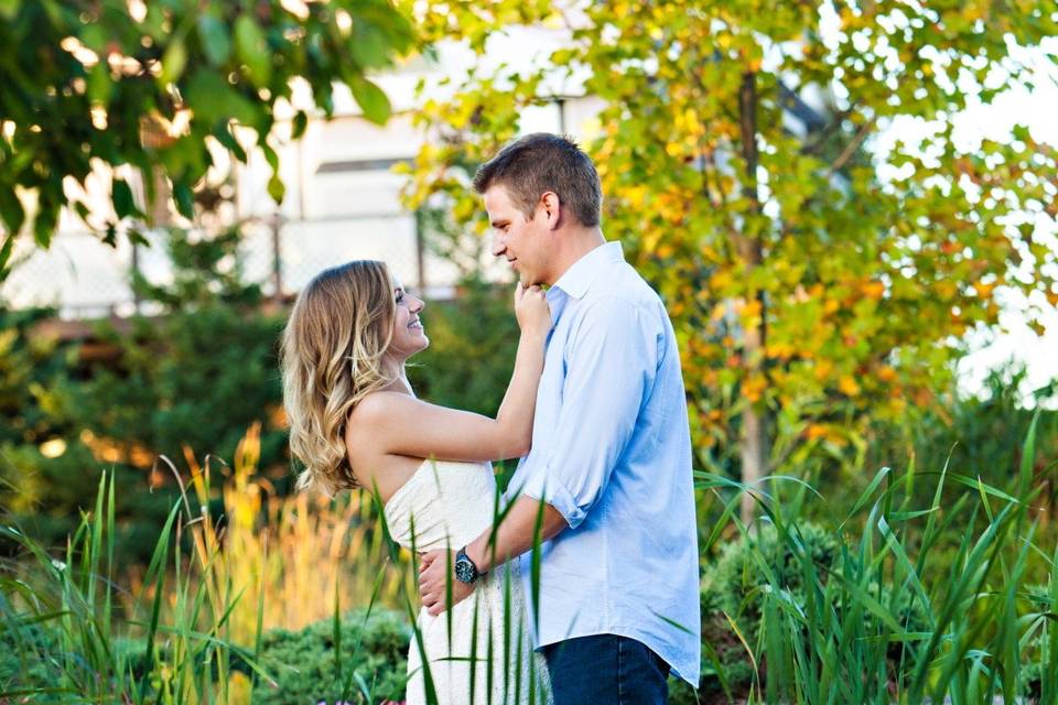 Outside in a garden