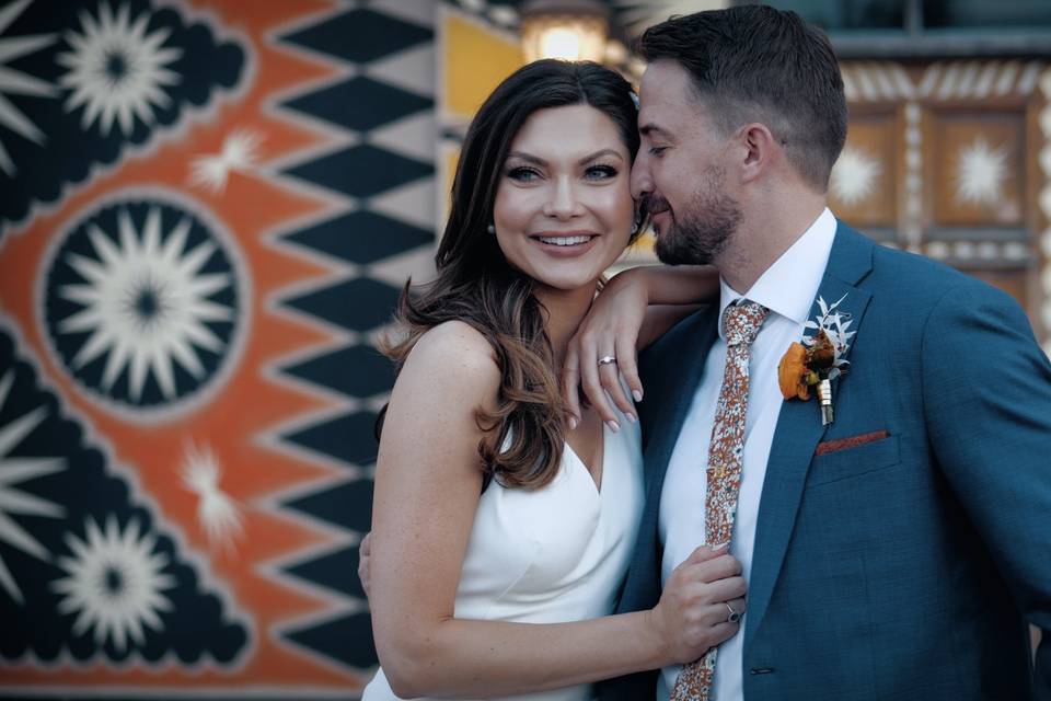 Couple and their boho wedding