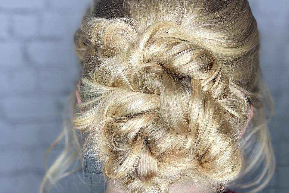 Textured and twisted updo