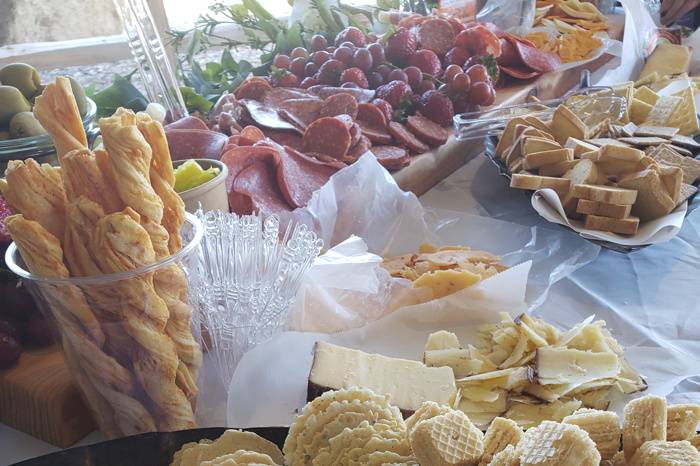 Cheese and bread display