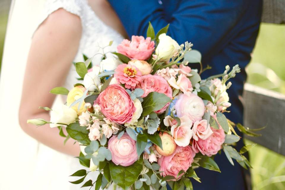 Coral and pink Bridal bouquet