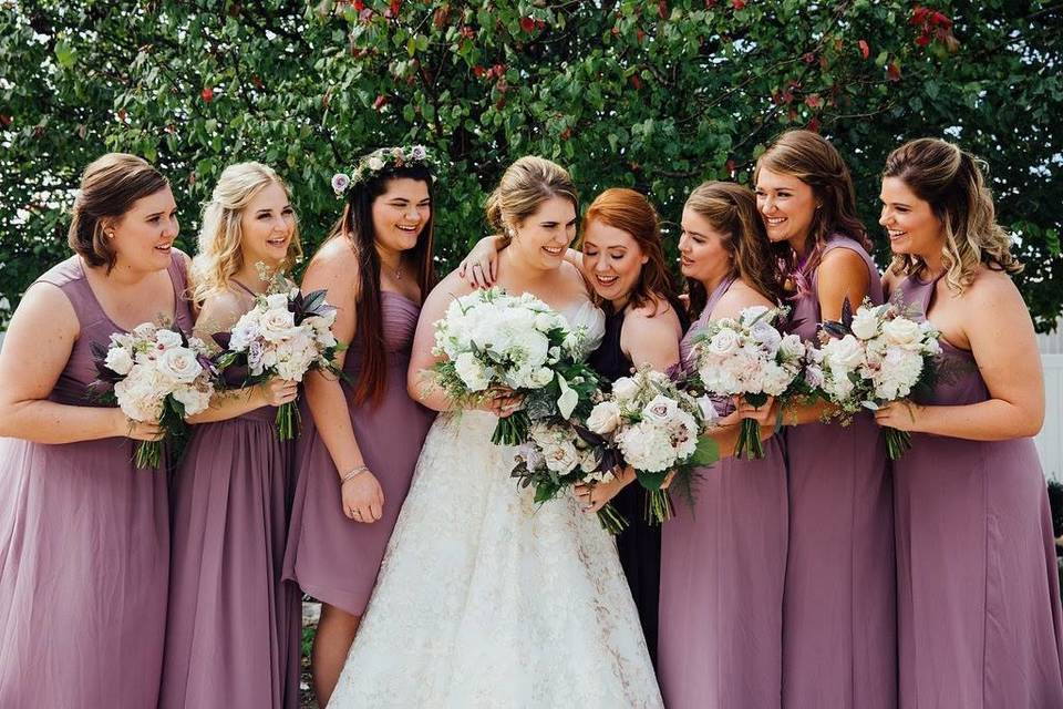 Bride and bridesmaids