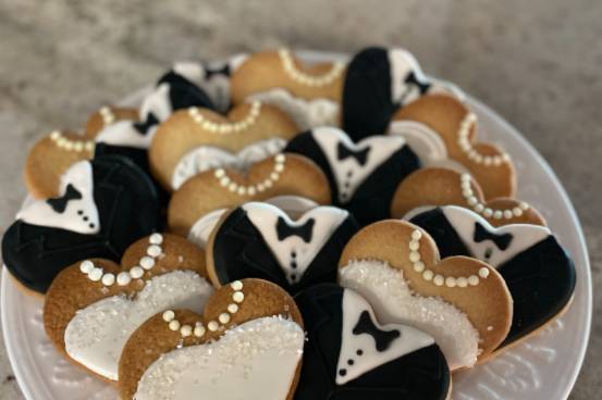 Bride/groom decorated cookies