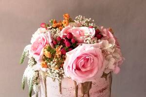 Floral Bloom Drip Cake