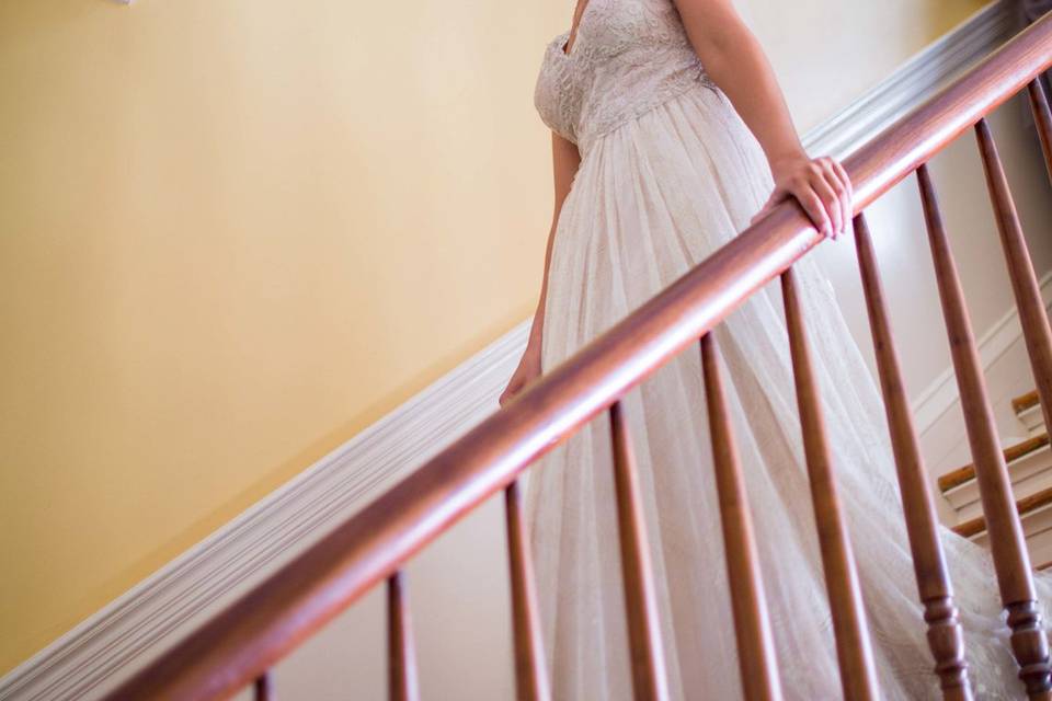 The bride on a stair