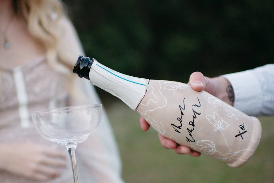 Hand-painted Champagne Bottle