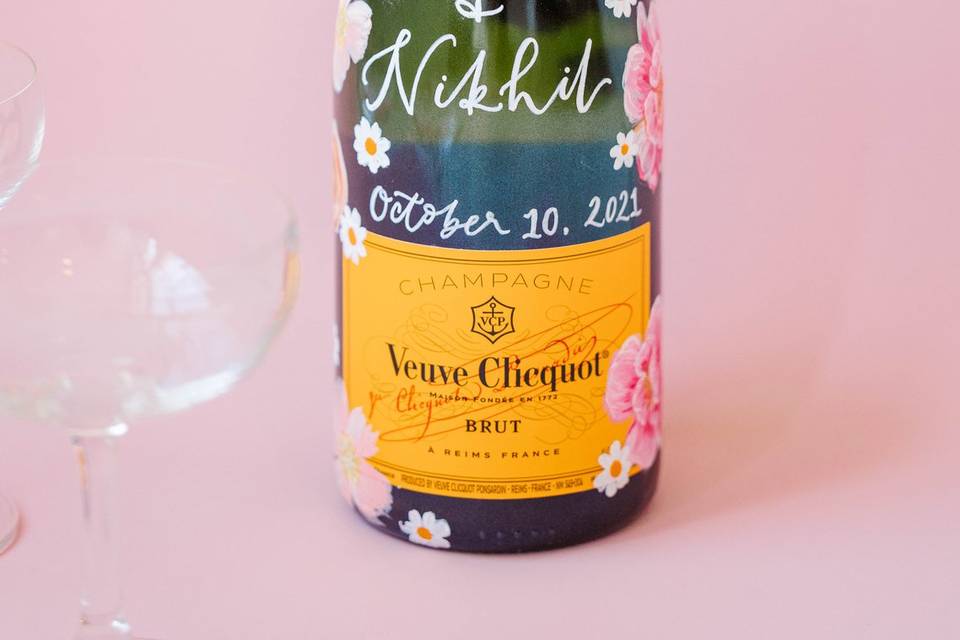 Hand-painted Champagne Bottle