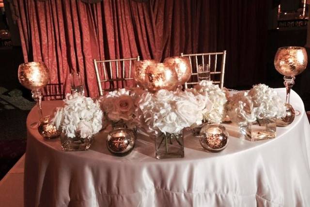 Table setup with centerpiece